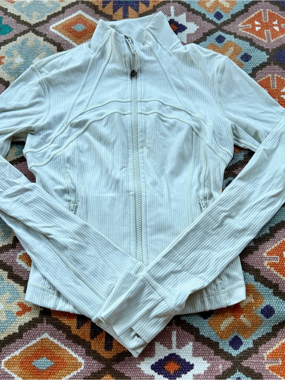 Lululemon Define Cropped Jacket Ribbed Nulu Shine Women’s Size 4 White Ivory - Picture 2 of 10